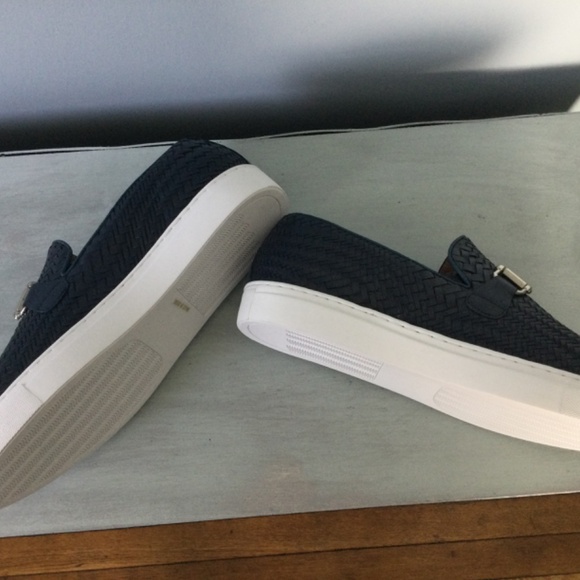 MARC NOLAN MEN’S BOARDWALK NAVY WOVEN LEATHER HORSE-BIT SNEAKERS main image 12
